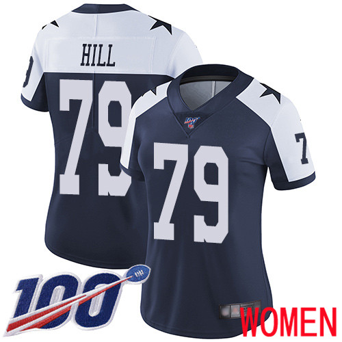 Women Dallas Cowboys Limited Navy Blue Trysten Hill Alternate 79 100th Season Vapor Untouchable Throwback NFL Jersey